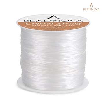 BEADNOVA 1mm Elastic Stretch Crystal String Cord for Jewelry Making Bracelet Beading Thread 60m/roll...