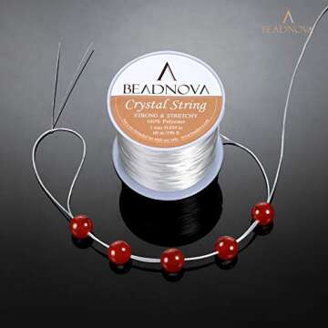 BEADNOVA 1mm Elastic Stretch Crystal String Cord for Jewelry Making Bracelet Beading Thread 60m/roll (Clear White)