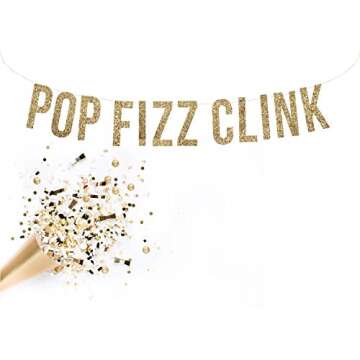 POP FIZZ CLINK Gold Glitter Garland - Stunning Party Decor for Every Celebration