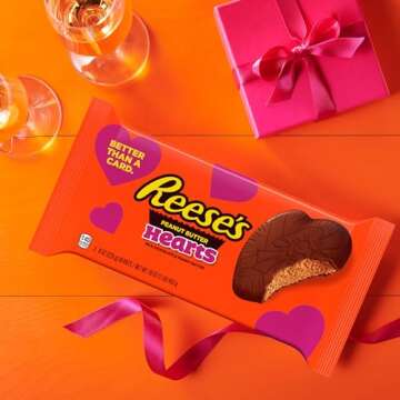 REESE'S Milk Chocolate Peanut Butter Hearts, Valentine's Candy Pack, Perfect Valentines Day Gift for Him, Her, or Kids, Football Party Snacks, 16 oz (2 Pieces)