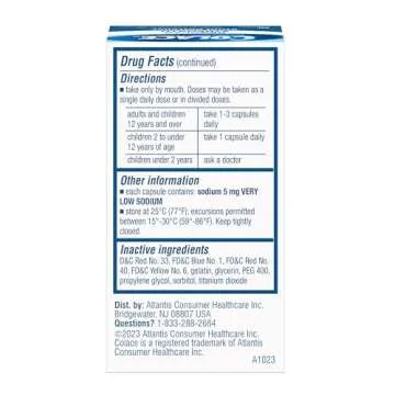 Colace Regular Strength Stool Softener for Gentle Effective Constipation Relief, No.1 Doctor Recommended Stool Softener Brand, 100 mg Docusate Capsules, 30 Count