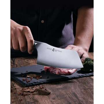 TUO Cleaver Knife, Chinese Chef Knife Stainless Steel 7 inch Vegetable Meat Cleaver with Pakkawood H...