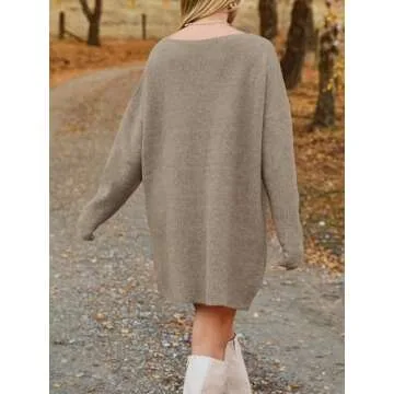Saodimallsu Women's V-Neck Oversized Sweater Dress