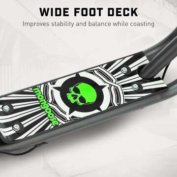 Mongoose Expo Kick Scooter, BMX-Style Handlebar & Brake Cable Rotor, Wide Foot Deck for Kids Youth Boys Girls Ages 6 and Up, Rear Axle Pegs, 12-Inch Air Tires, and Max. Weight of 175 lbs.