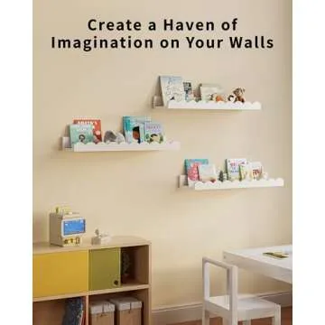 G&W Gruwald Nursery Book Shelves, Set of 3, Nursery Decor for Baby and Toddler, Scalloped Shelves, Book Shelf for Kids Rooms, Wall Book Shelves for Bedroom Kids, Floating Book Shelves for Wall
