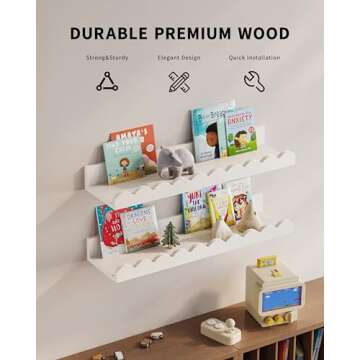 G&W Gruwald Nursery Book Shelves, Set of 3, Nursery Decor for Baby and Toddler, Scalloped Shelves, Book Shelf for Kids Rooms, Wall Book Shelves for Bedroom Kids, Floating Book Shelves for Wall