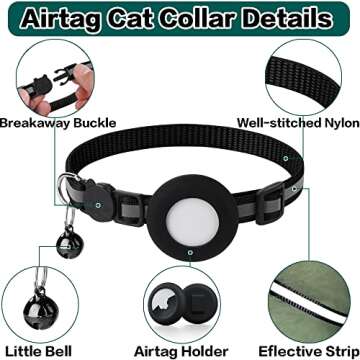 Airtag Cat Collar with Breakaway Buckle and Bell