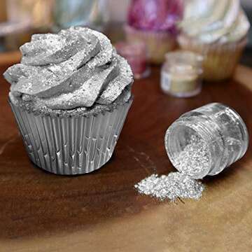 Bakell Silver Tinker Dust Edible Glitter for Food, Desserts, and Beverages