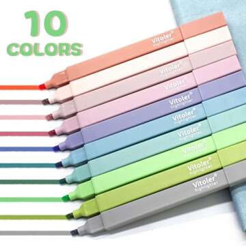 Vitoler Bible Highlighters with Soft Chisel Tip, 10Pcs, Lake Colors, Aesthetic No Bleed Bible Highli...