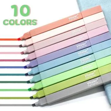 Vitoler Bible Highlighters with Soft Chisel Tip, 10Pcs, Lake Colors, Aesthetic No Bleed Bible Highli...
