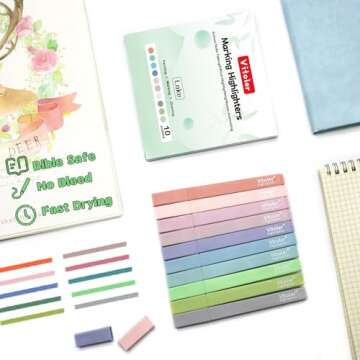 Vitoler Bible Highlighters - 10 Aesthetic No Bleed Pastels