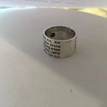 Baltinester Handmade Garnet Kabbalah Hebrew Ana Bekoach Prayer Barrel Ring in 925 Sterling Silver Jewish Jewelry Size 9.5 Jewelry