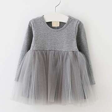 LYXIOF Baby Girls Toddler Tutu Dress - Long Sleeve Princess Dress 2-Grey 104CM