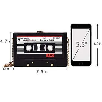 Reberomantic Women Retro Radio Shape Crossbody Bag PU Leather Vintage Evening Clutch Purses (T-Black)
