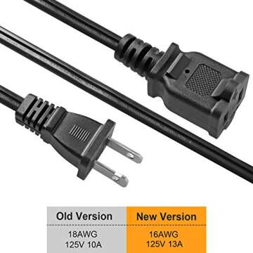 VSEER 2 Prong Extension Cord US AC 2-Prong Male and Female Power Cable SPT2 18AWG 10A/125V, USA Outlet Saver Power Extension Cord Cable Outlets for NEMA 5-15P to NEMA 5-15R