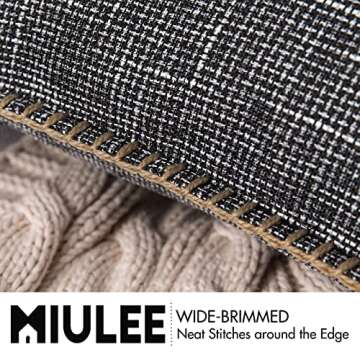 MIULEE Pack of 2 Decorative Throw Pillow Covers Farmhouse Modern Trimmed Cord Linen Burlap Cushion Cases Vintage Decor Pillowcases for Couch Sofa Bedroom 20 x 20 Inch Black