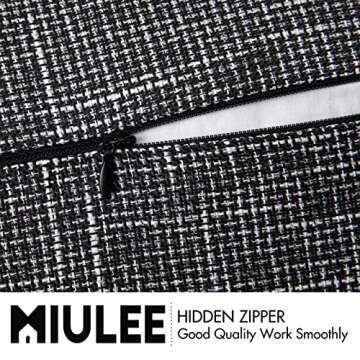 MIULEE Pack of 2 Decorative Throw Pillow Covers Farmhouse Modern Trimmed Cord Linen Burlap Cushion Cases Vintage Decor Pillowcases for Couch Sofa Bedroom 20 x 20 Inch Black