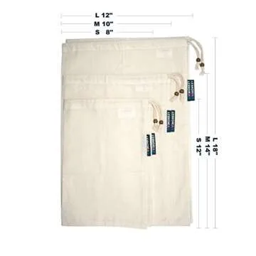 Eco-Friendly Organic Cotton Produce Bags - Set of 6