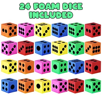 ArtCreativity Foam Dice Set - 24 Colorful Dice for Kids