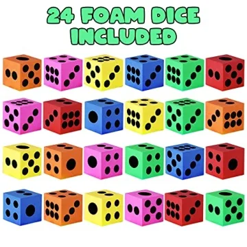 ArtCreativity Foam Dice Set - 24 Colorful Dice for Kids