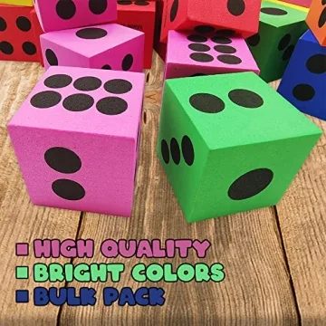 ArtCreativity Foam Dice Set - 24 Colorful Dice for Kids