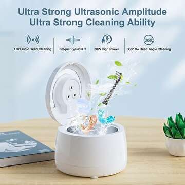 Raymall Ultrasonic Retainer Cleaner, Denture Sonic Retainer Cleaner Machine Appliance for Home Travel, Ultrasonic Cleaning Machine