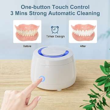 Raymall Ultrasonic Retainer Cleaner, Denture Sonic Retainer Cleaner Machine Appliance for Home Travel, Ultrasonic Cleaning Machine