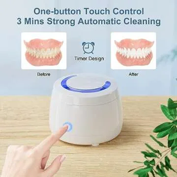 Raymall Ultrasonic Retainer Cleaner, Denture Sonic Retainer Cleaner Machine Appliance for Home Travel, Ultrasonic Cleaning Machine
