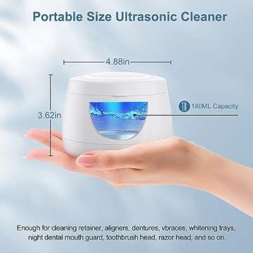 Raymall Ultrasonic Retainer Cleaner, Denture Sonic Retainer Cleaner Machine Appliance for Home Travel, Ultrasonic Cleaning Machine