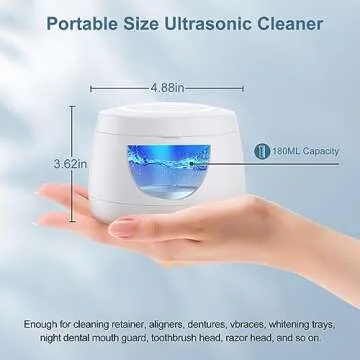 Raymall Ultrasonic Retainer Cleaner, Denture Sonic Retainer Cleaner Machine Appliance for Home Travel, Ultrasonic Cleaning Machine