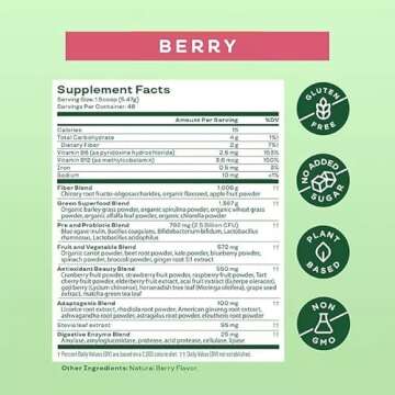 -Bloom- Greens & Superfoods Powder 9.26oz (Berry, 48 Servings)