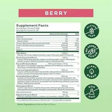 -Bloom- Greens & Superfoods Powder 9.26oz (Berry, 48 Servings)