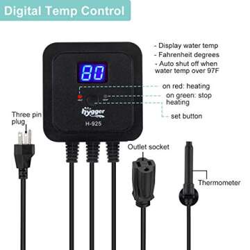 hygger 300W Submersible Aquarium Heater for Optimal Fish Tank Temperature Control