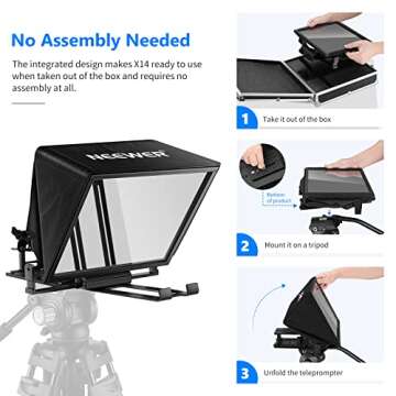 NEEWER Teleprompter X14 with RT-110 Remote & APP Control (Bluetooth Connection via NEEWER Teleprompter App), Portable No Assembly Compatible with iPad Android Tablet, Smartphone, DSLR Camera