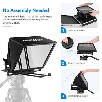 NEEWER Teleprompter X14 with RT-110 Remote & APP Control (Bluetooth Connection via NEEWER Teleprompter App), Portable No Assembly Compatible with iPad Android Tablet, Smartphone, DSLR Camera