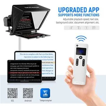 NEEWER Teleprompter X14 with RT-110 Remote & APP Control (Bluetooth Connection via NEEWER Teleprompter App), Portable No Assembly Compatible with iPad Android Tablet, Smartphone, DSLR Camera