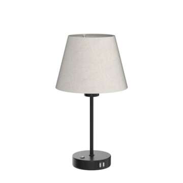 JS NOVA JUNS Table Lamp, Bedside Lamp Set of 2 with Dual USB Charging Ports, Modern Nightstand Light Perfect for Bedroom, Living Room, Study Room