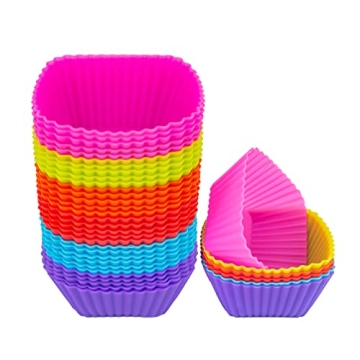30 Pack Heavy Duty Silicone Baking Cups in Multicolor