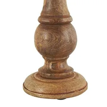 Deco 79 Mango Wood Decorative Candle Holder Turned Style Pillar Candle Stand, Set of 3 Candlestick Holder 10",8",6"H, Brown