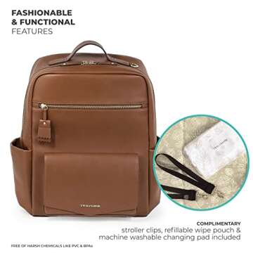 Stylish Vegan Leather Diaper Bag - TWELVElittle Peek A Boo Backpack