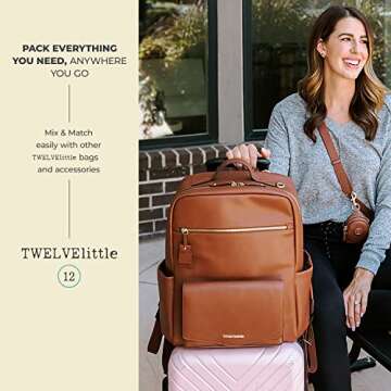 Stylish Vegan Leather Diaper Bag - TWELVElittle Peek A Boo Backpack