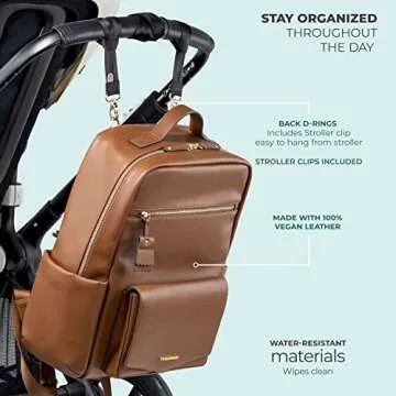 Stylish Vegan Leather Diaper Bag - TWELVElittle Peek A Boo Backpack