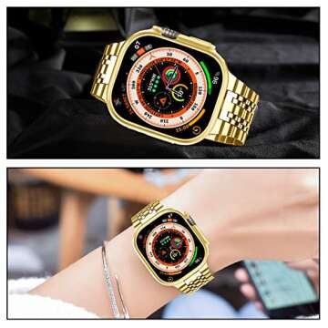 MioHHR Compatible with Apple Watch Band 49mm - Gold Stainless Steel Strap for Series Ultra/Ultra 2