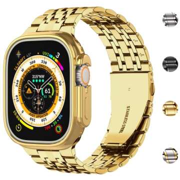 Stylish MioHHR Apple Watch Band 49mm in Gold for All