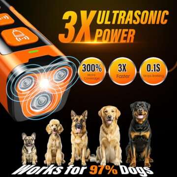 YUYQA Dog Bark Deterrent Device, 3X Ultrasonic Anti Barking, 6 Training Modes 23 FT Range Barks No M...