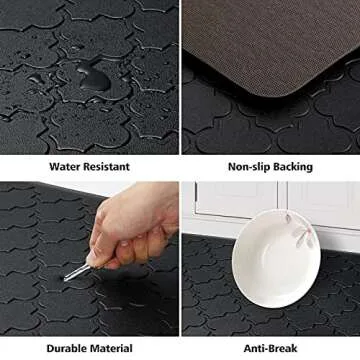 WISELIFE Kitchen Mat Cushioned Anti Fatigue Floor Mat,17.3"x60", Thick Non Slip Waterproof Kitchen Rugs and Mats,Heavy Duty Foam Standing Mat for Kitchen,Floor,Home,Desk,Sink,Laundry, Black
