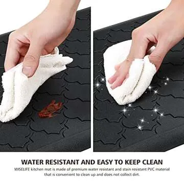 WISELIFE Kitchen Mat Cushioned Anti Fatigue Floor Mat,17.3"x60", Thick Non Slip Waterproof Kitchen Rugs and Mats,Heavy Duty Foam Standing Mat for Kitchen,Floor,Home,Desk,Sink,Laundry, Black