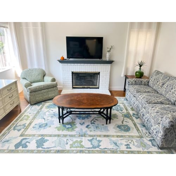 Green Oushak Rug, Washable & Eco-Friendly for All Homes