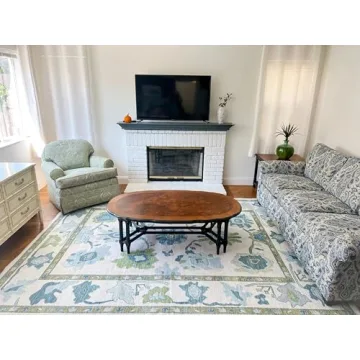 Green Oushak Rug, Washable & Eco-Friendly for All Homes