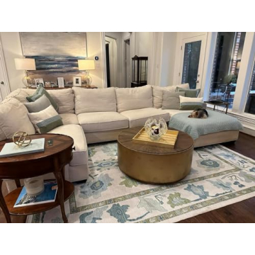 Green Oushak Rug, Washable & Eco-Friendly for All Homes